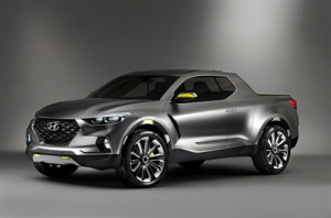 Hyundai Santa Cruz. Automóvel, grande porta malas aberto