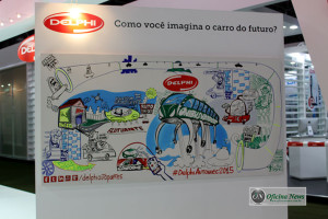 O painel do “Carro do Futuro” trouxe um artista captando a opinião dos visitantes do evento sobre como eles imaginam o carro do futuro
