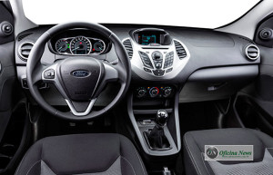 Interior moderno, nem parece um carro popular