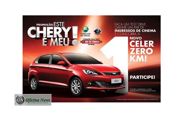 Chery sorteia Celer para quem fizer test drive na rede