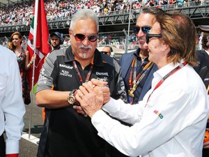 Mallya, aqui ao lado de Emerson, pode deixar a F-1 (foto Sahara Force India)