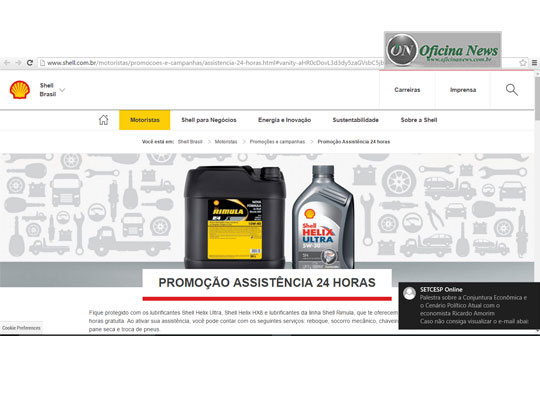 Shell Helix e Shell Rimula oferecem assistência 24h gratuita