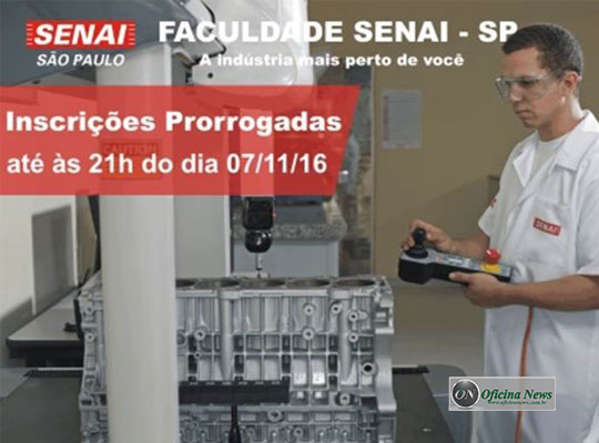 SENAI Ipiranga prorroga inscrições para faculdade de mecânica 